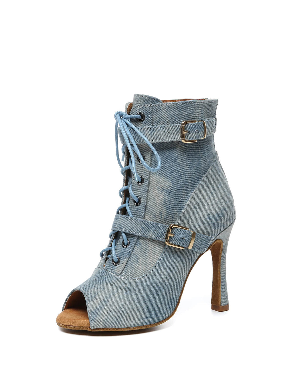 Blue Denim Lace-Up Dance Boots