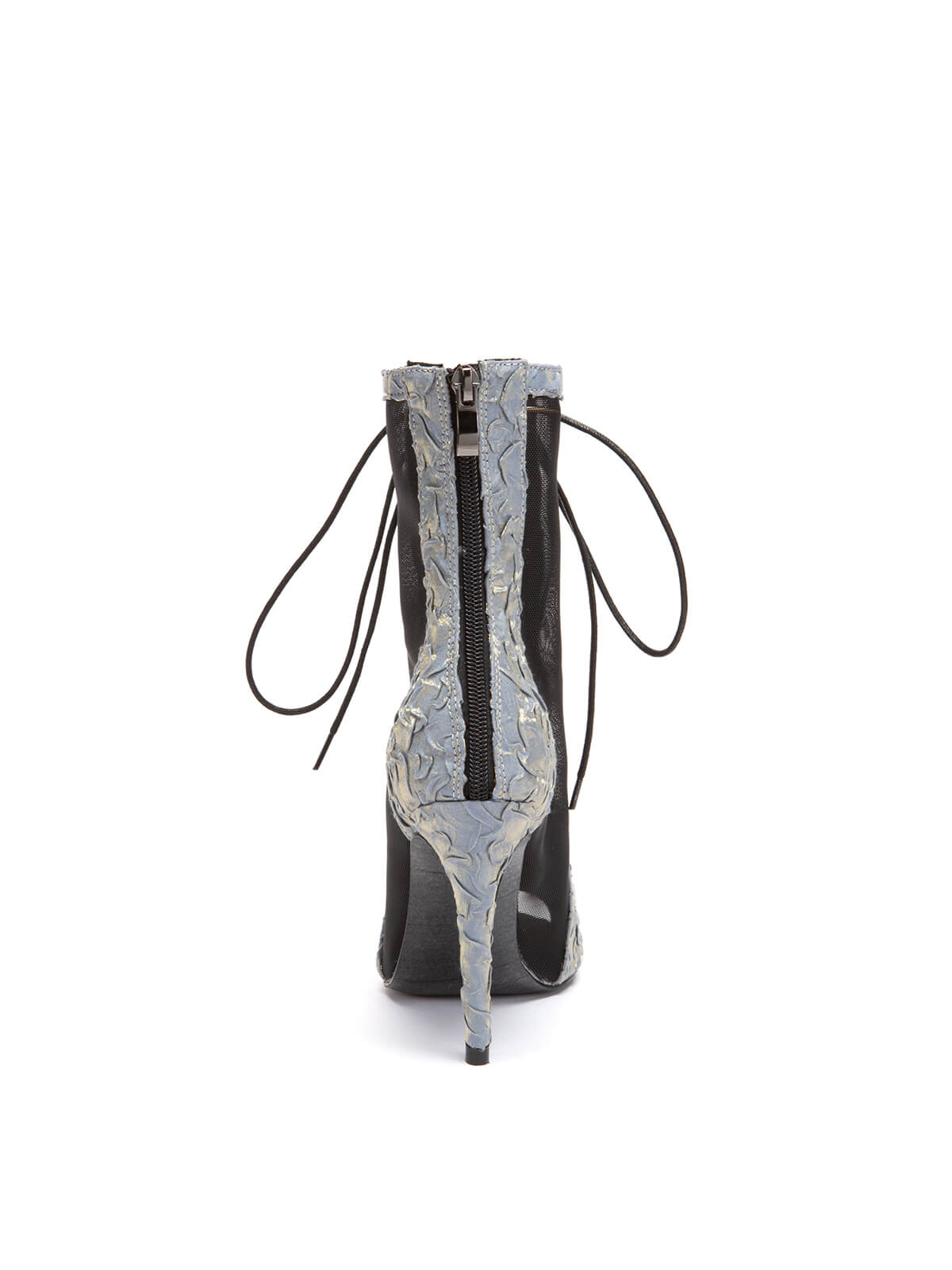 Blue Pleated Lace Up Ankle Heels Dance Boots