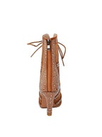 Brown Heels Peep Toe Lace-up Boots