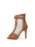 Brown Matte Open Toe Dance Boots