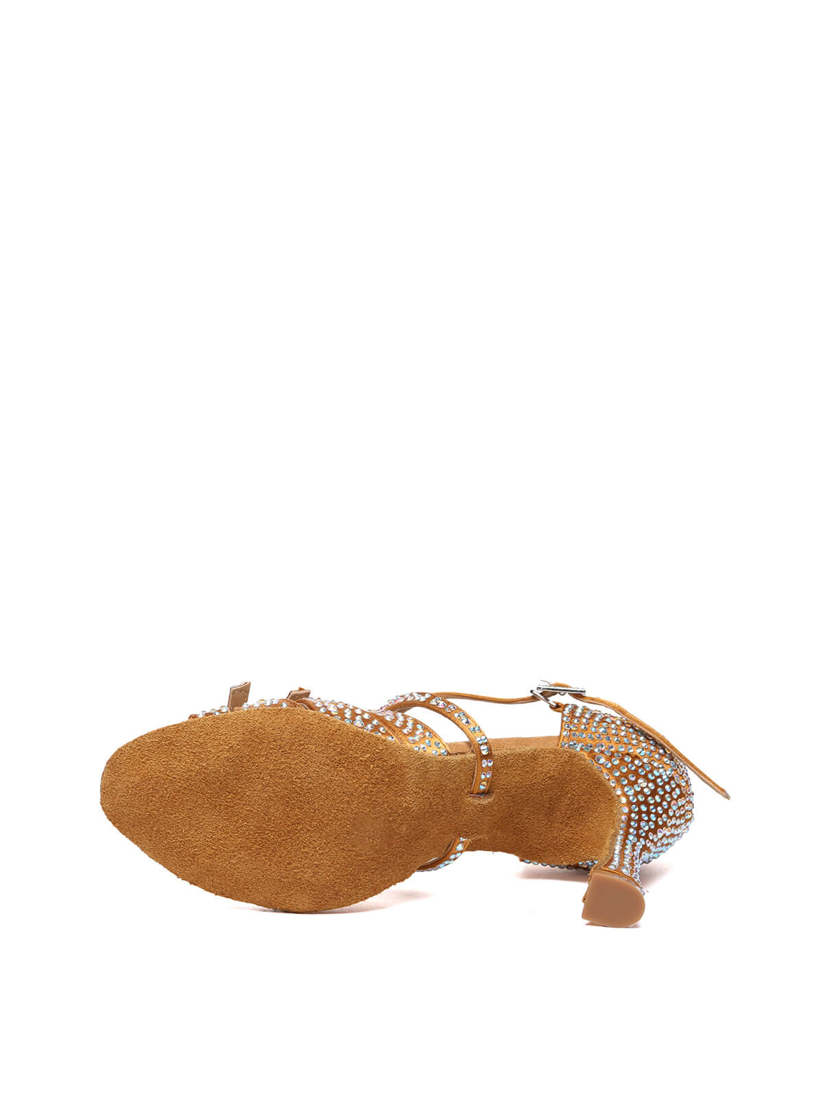 Brown Rhinestone Criss-cross Strappy Latin Shoes