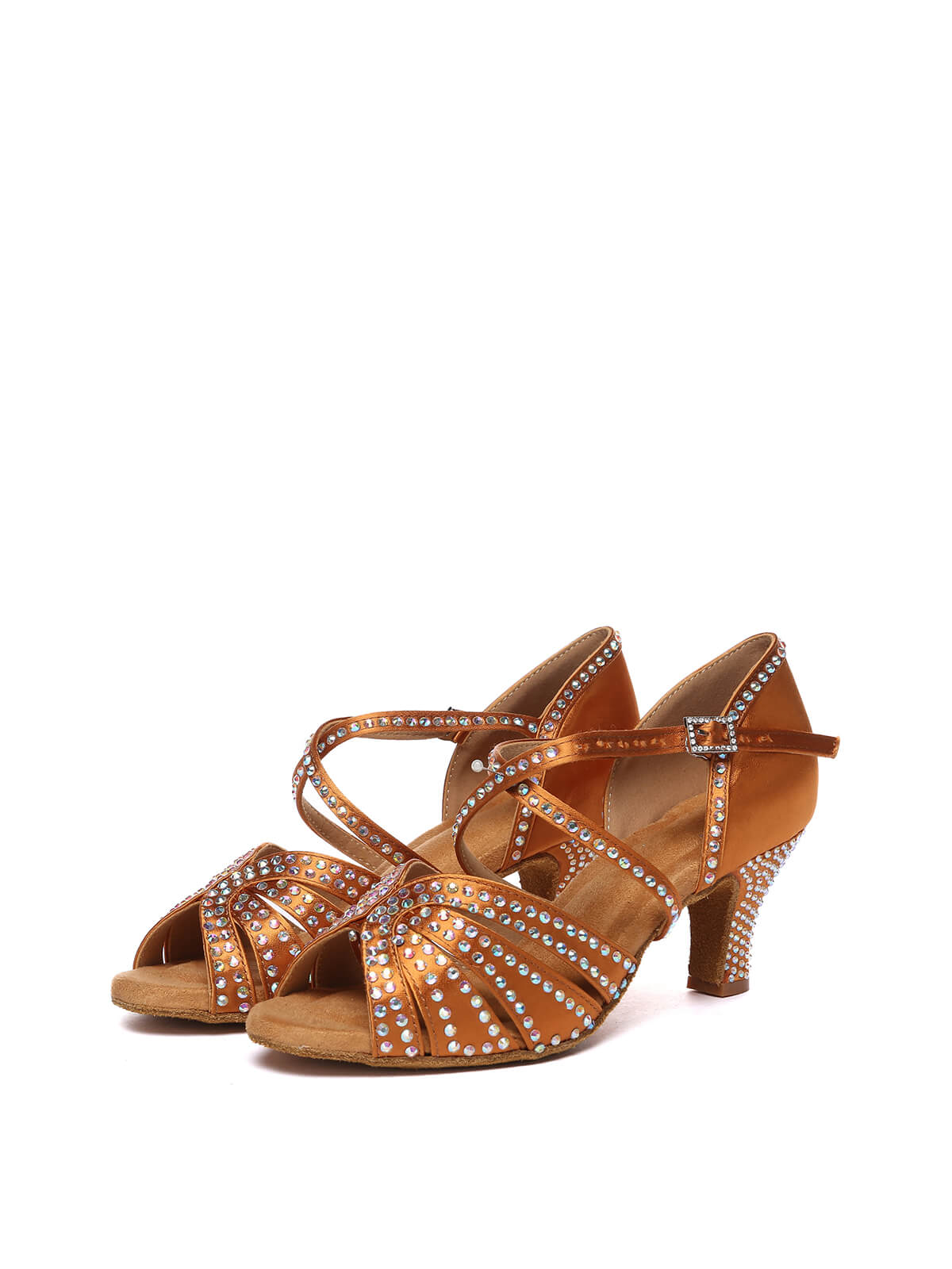 Brown Rhinestone Latin Dance Shoes