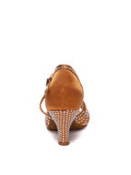 Brown Rhinestone Latin Dance Shoes