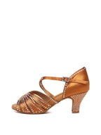 Brown Rhinestone Latin Dance Shoes