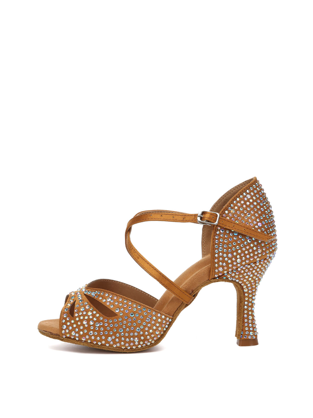 Brown Rhinestone Women's Latin Dance Shoes