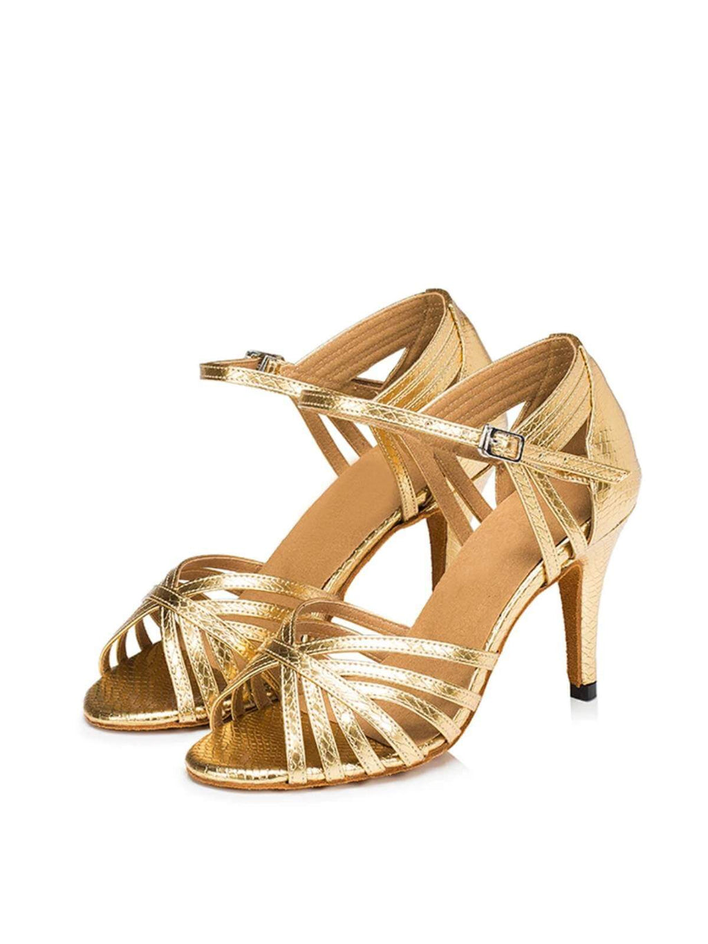Gold PU Leather Latin Ballroom Shoes