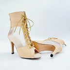 Bottes de danse blanches en maille PU effet serpent