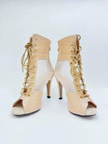Bottes de danse blanches en maille PU effet serpent