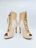 Bottes de danse blanches en maille PU effet serpent