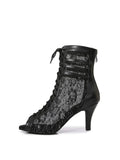 Black Lace Hollow Heels Boots