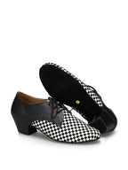 Men's Black＆White Checkered Dance Shoes