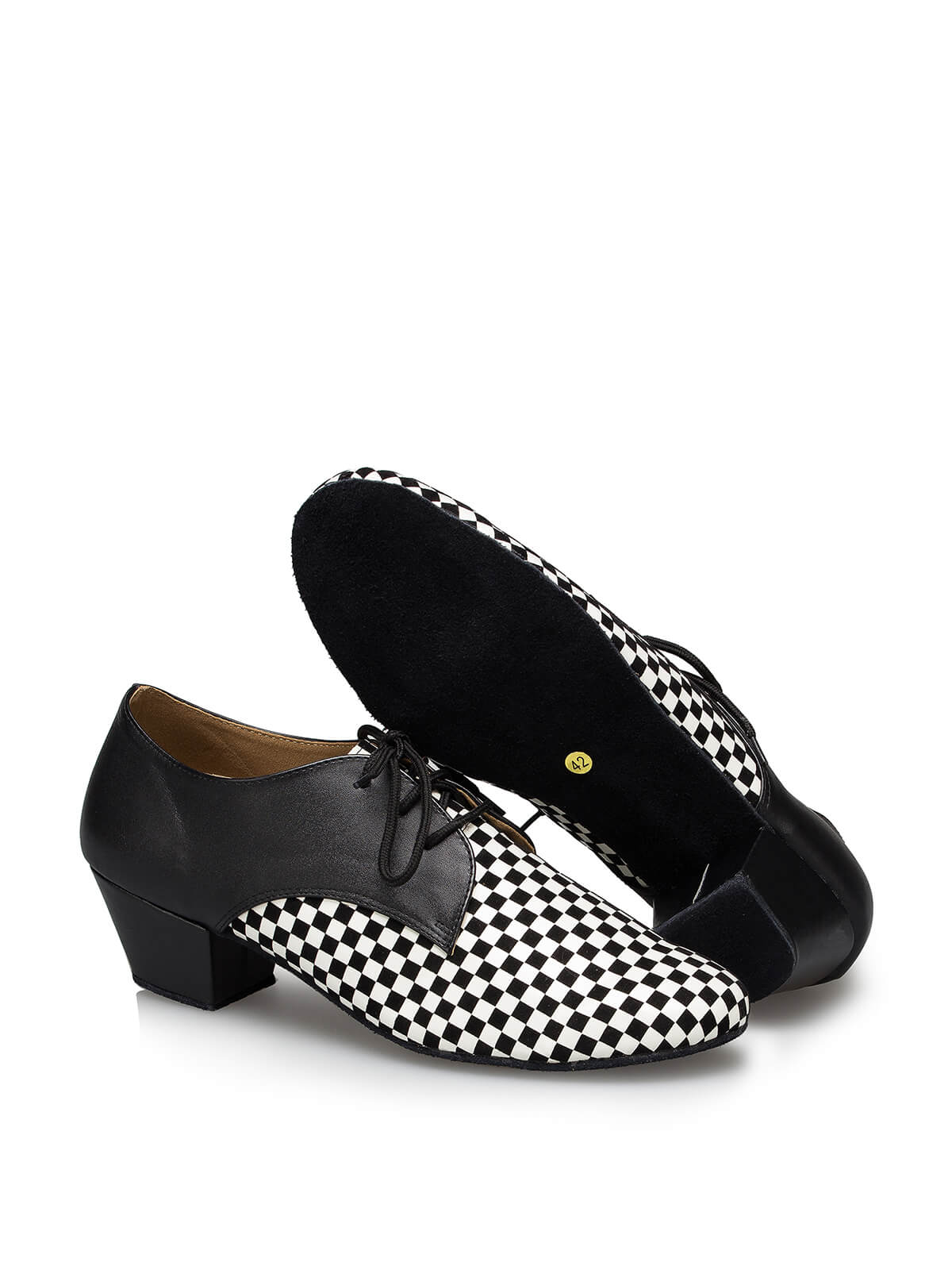 Men's Black＆White Checkered Dance Shoes