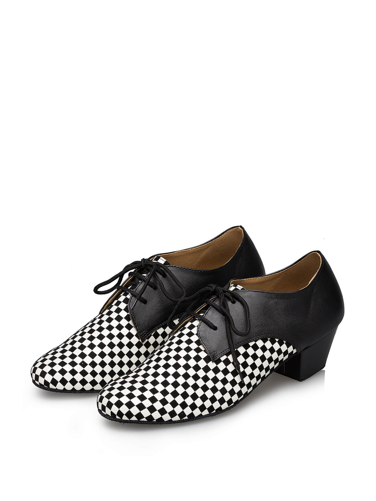 Men's Black＆White Checkered Dance Shoes