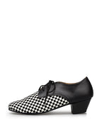 Men's Black＆White Checkered Dance Shoes