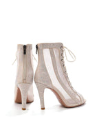Bottes de danse nude à lacets et strass