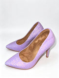 Décolleté in camoscio glitterato viola con soletta