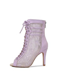 Purple Lace-up Mesh Dance Boots