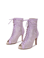 Purple Lace-up Mesh Dance Boots