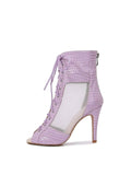 Purple Peep Toe Lace-up Dance Boots