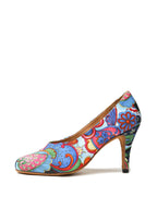 Purple Printed Satin Pumps