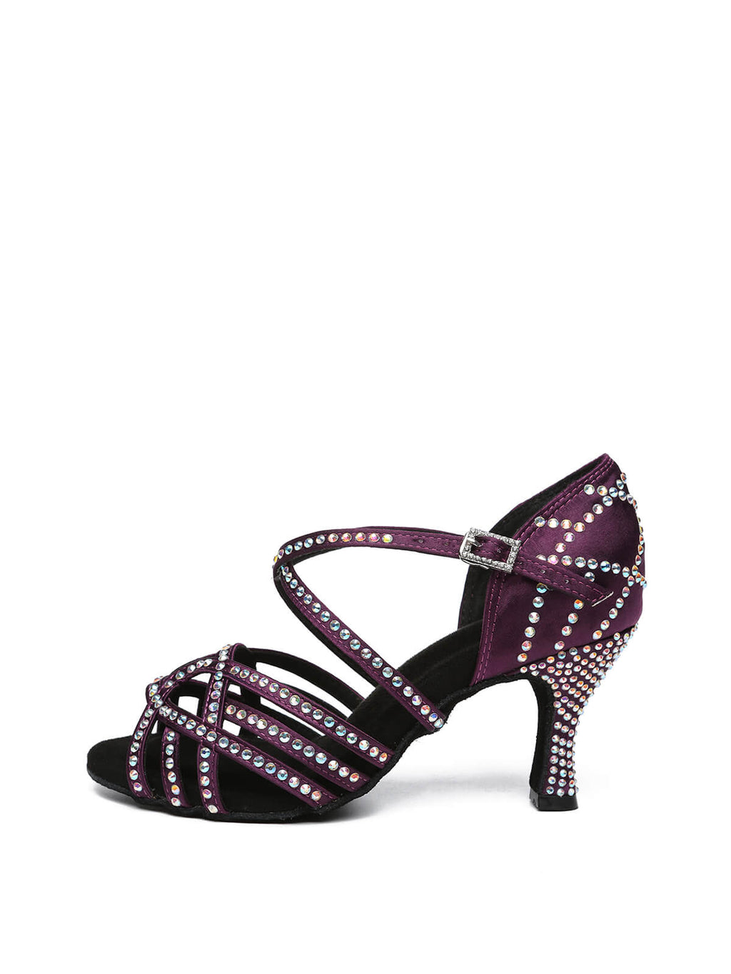 Purple Satin Diamond Latin Shoes