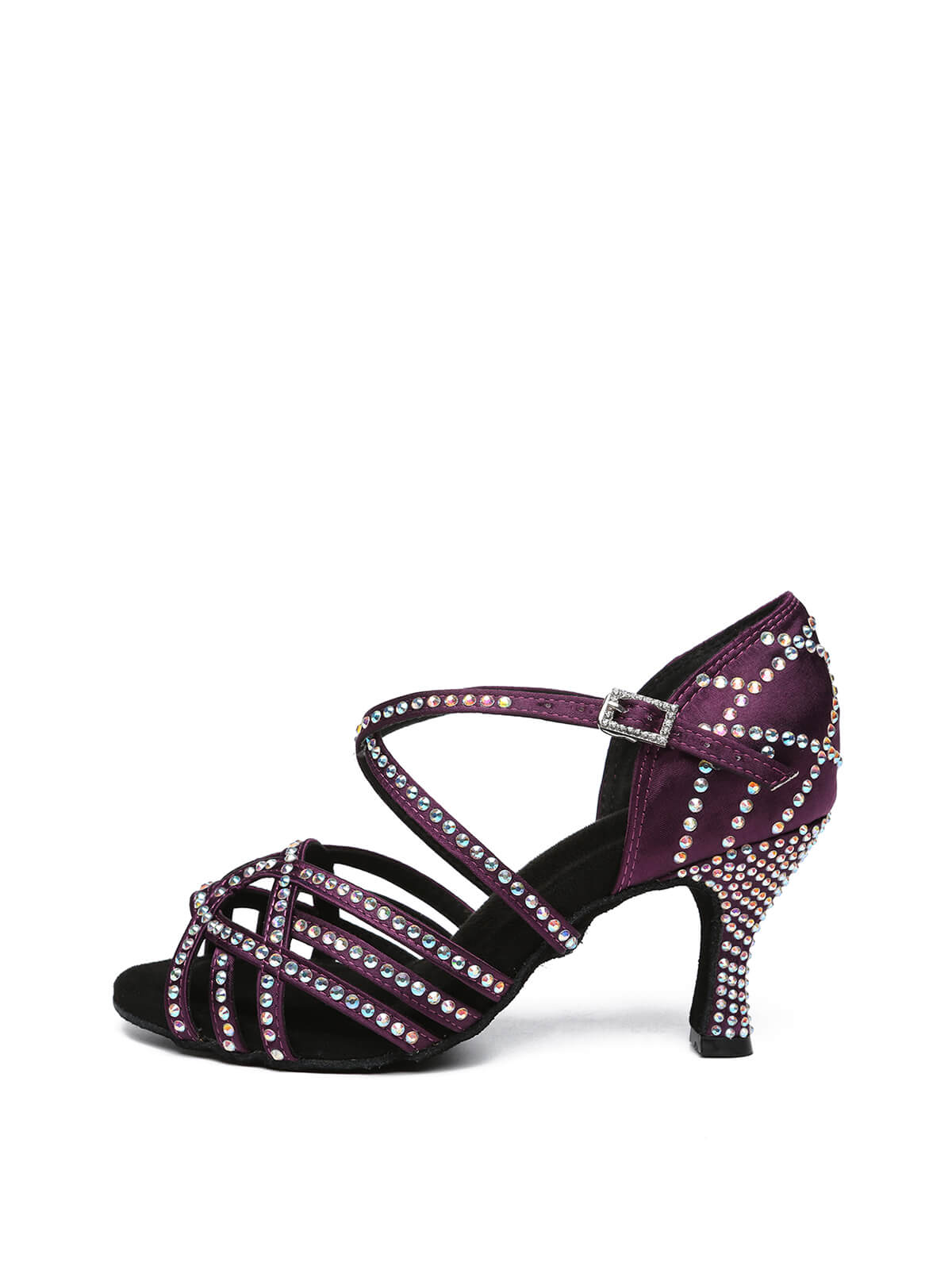 Purple Satin Diamond Latin Shoes