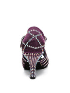 Purple Satin Diamond Latin Shoes