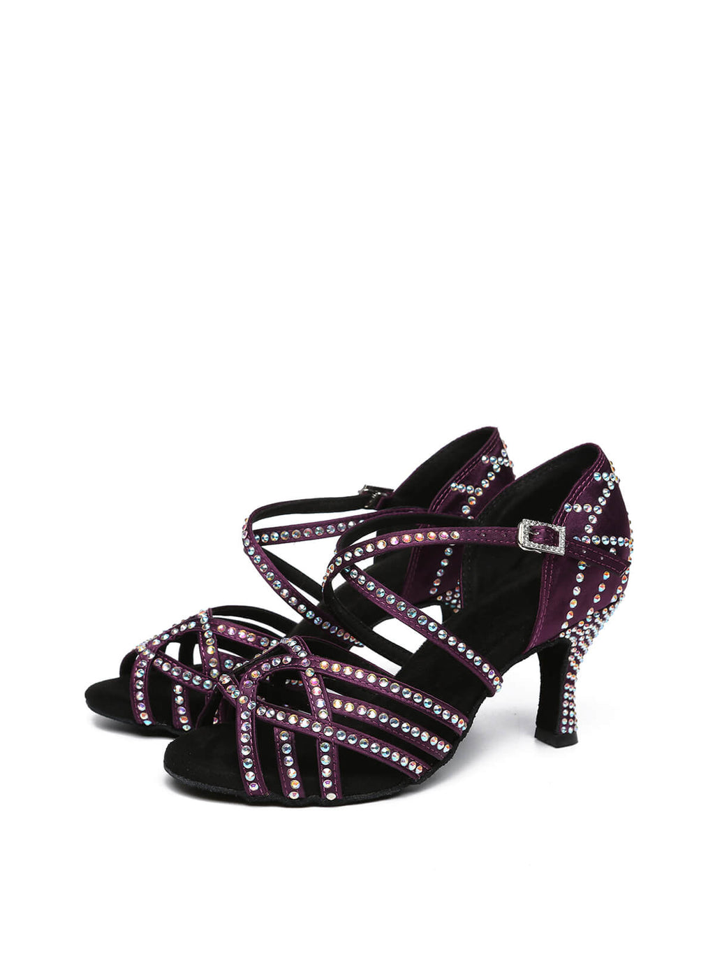 Purple Satin Diamond Latin Shoes