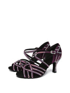 Purple Satin Diamond Latin Shoes