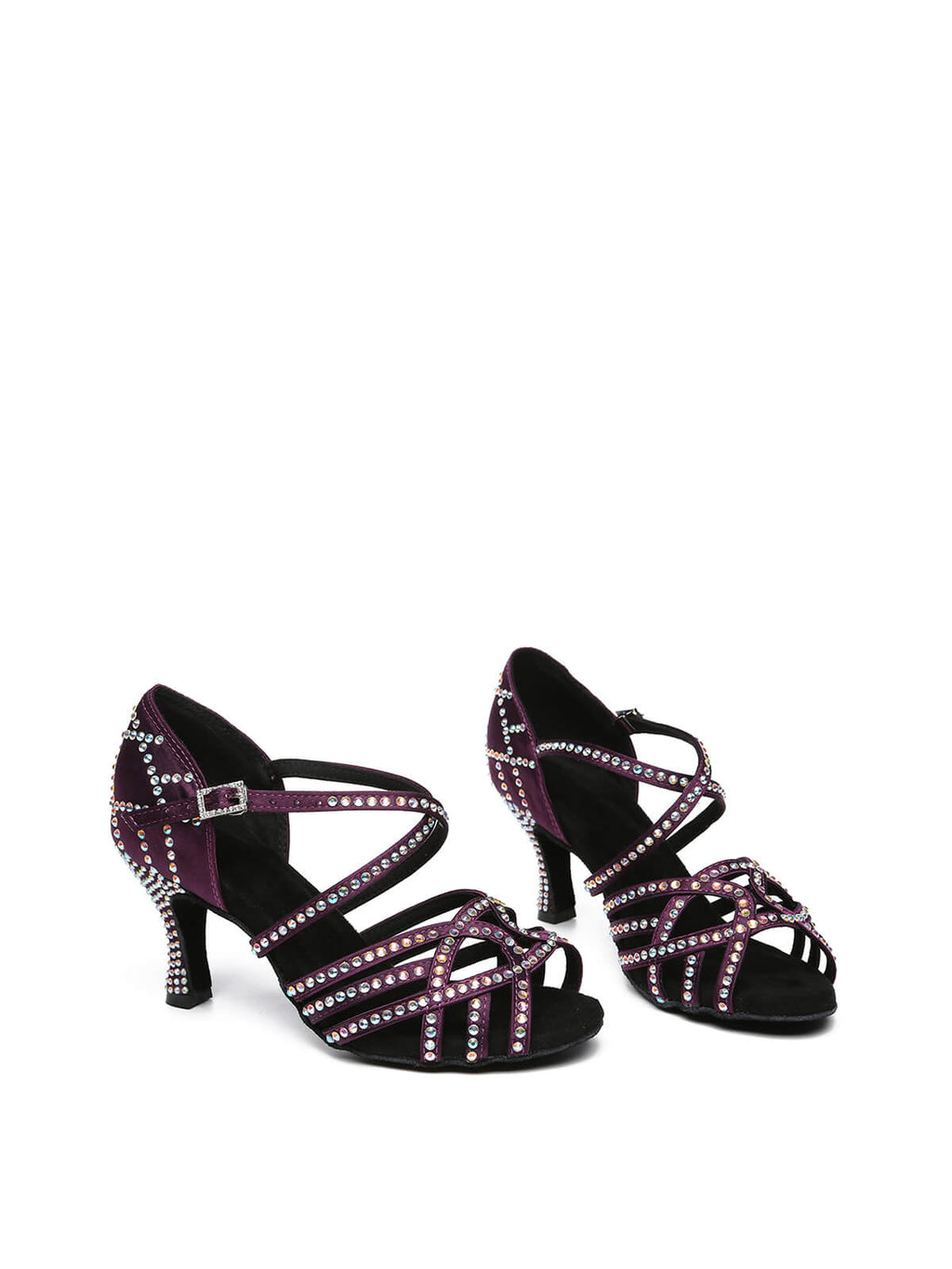Purple Satin Diamond Latin Shoes