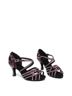 Purple Satin Diamond Latin Shoes