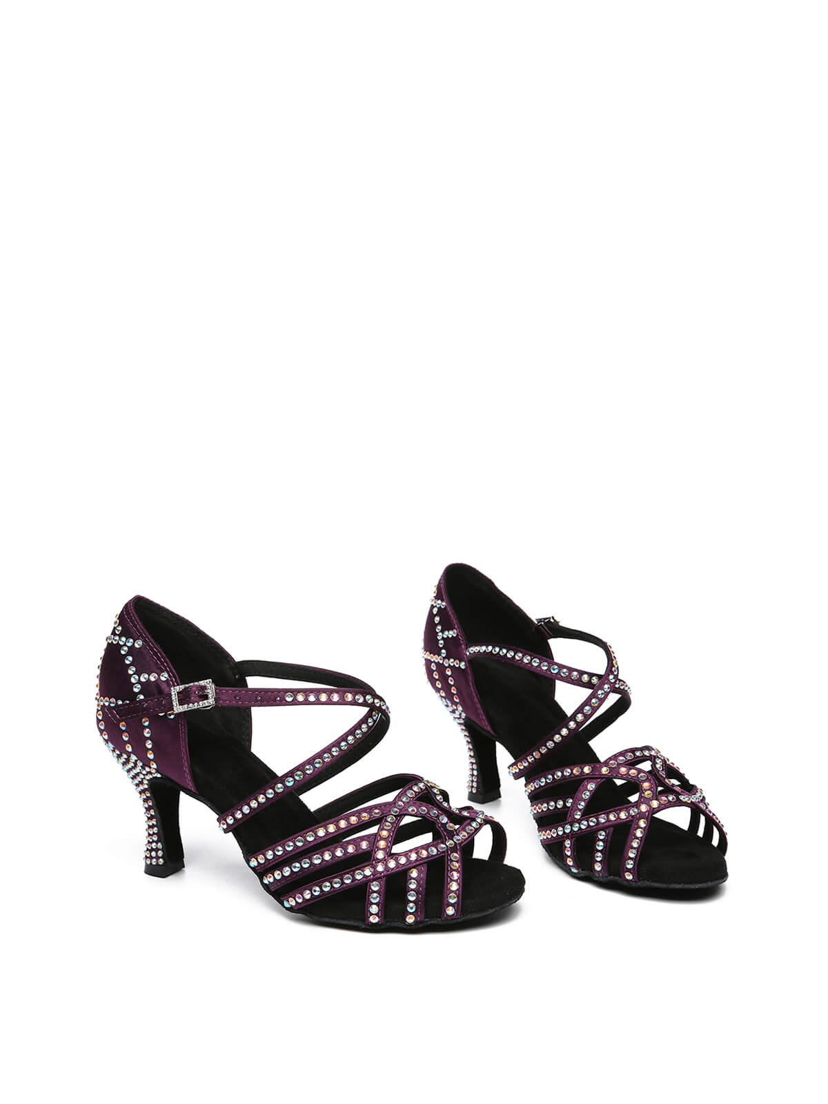 Purple Satin Diamond Latin Shoes