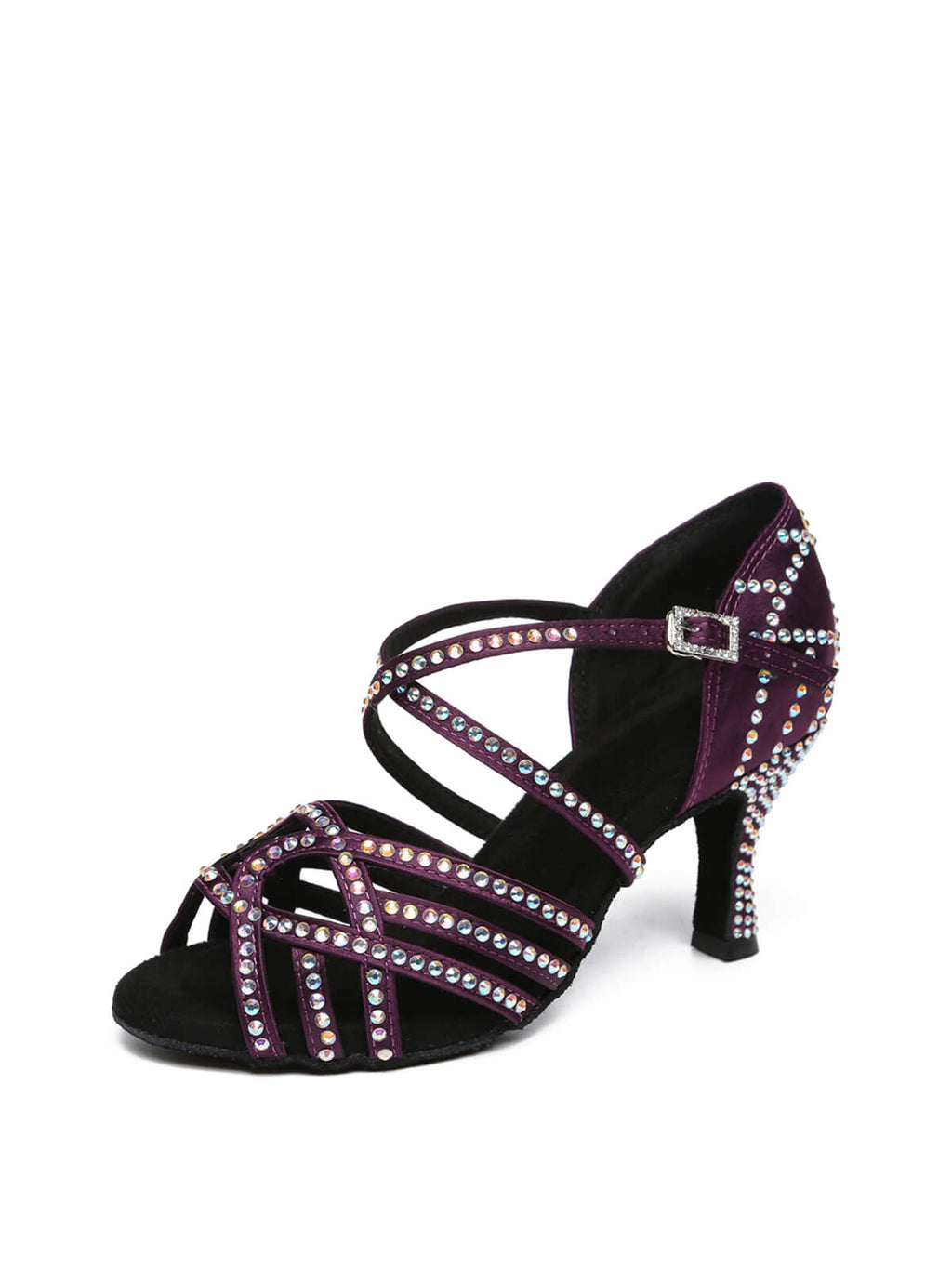 Purple Satin Diamond Latin Shoes