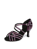 Purple Satin Diamond Latin Shoes