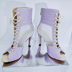 Purple Snakeskin PU Mesh Dance Boots