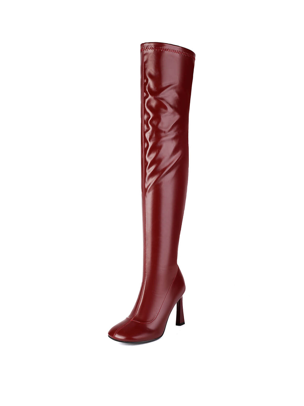 Red Closed-Toe Over-the-Knee Boots