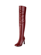 Red Closed-Toe Over-the-Knee Boots
