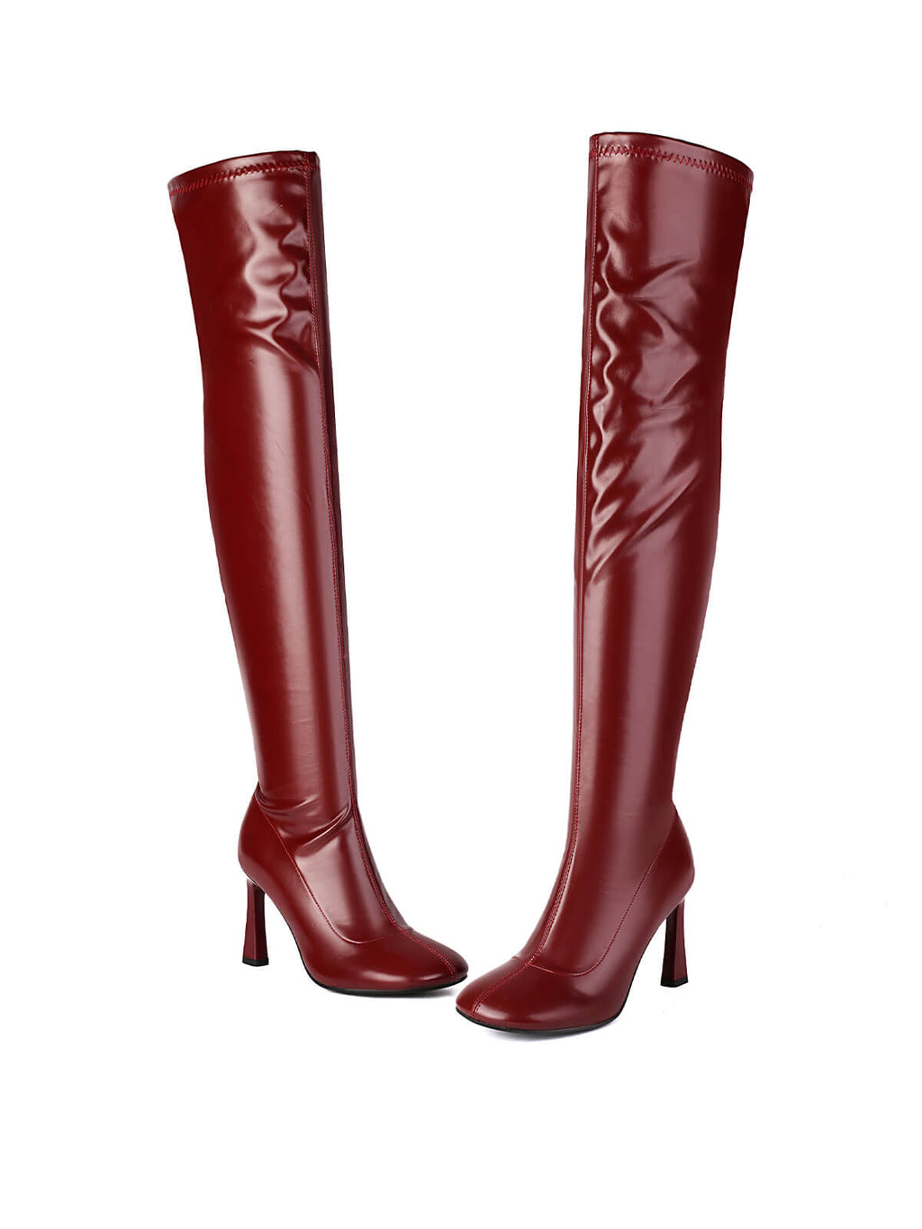 Red Closed-Toe Over-the-Knee Boots