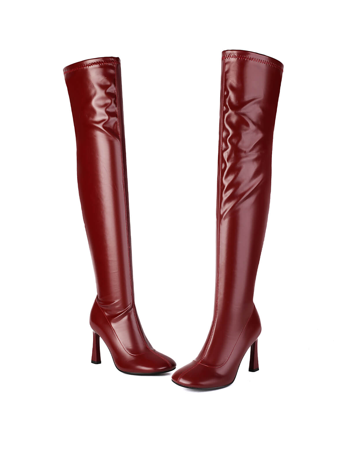 Red Closed-Toe Over-the-Knee Boots
