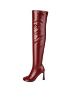 Red Closed-Toe Over-the-Knee Boots