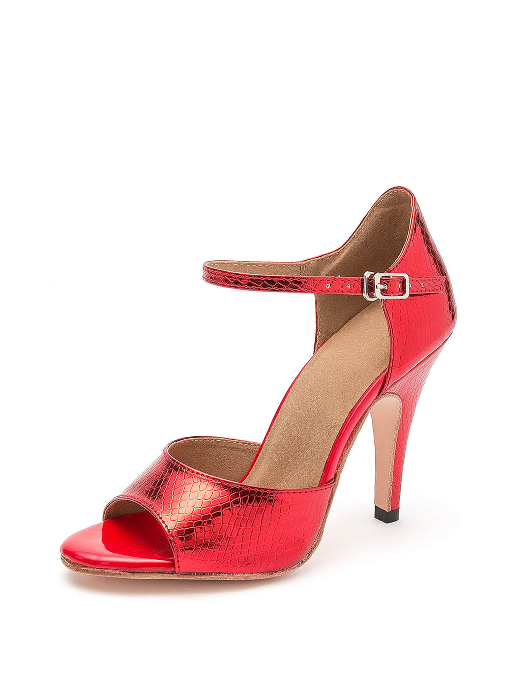 Red Faux Leather Tango Stiletto High Heels