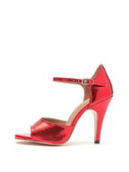 Red Faux Leather Tango Stiletto High Heels