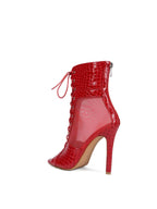 Red High Heel Mesh Ankle Boots