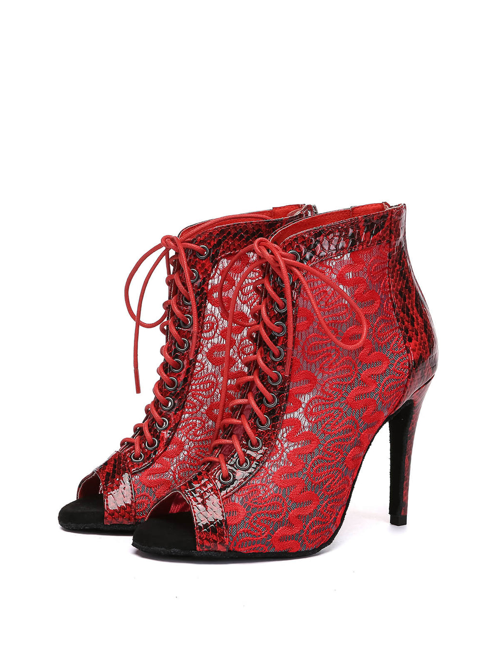Red Lace Patent Leather Dance Boots