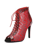 Red Lace Patent Leather Dance Boots