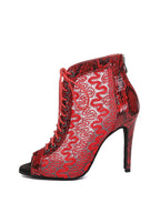 Red Lace Patent Leather Dance Boots