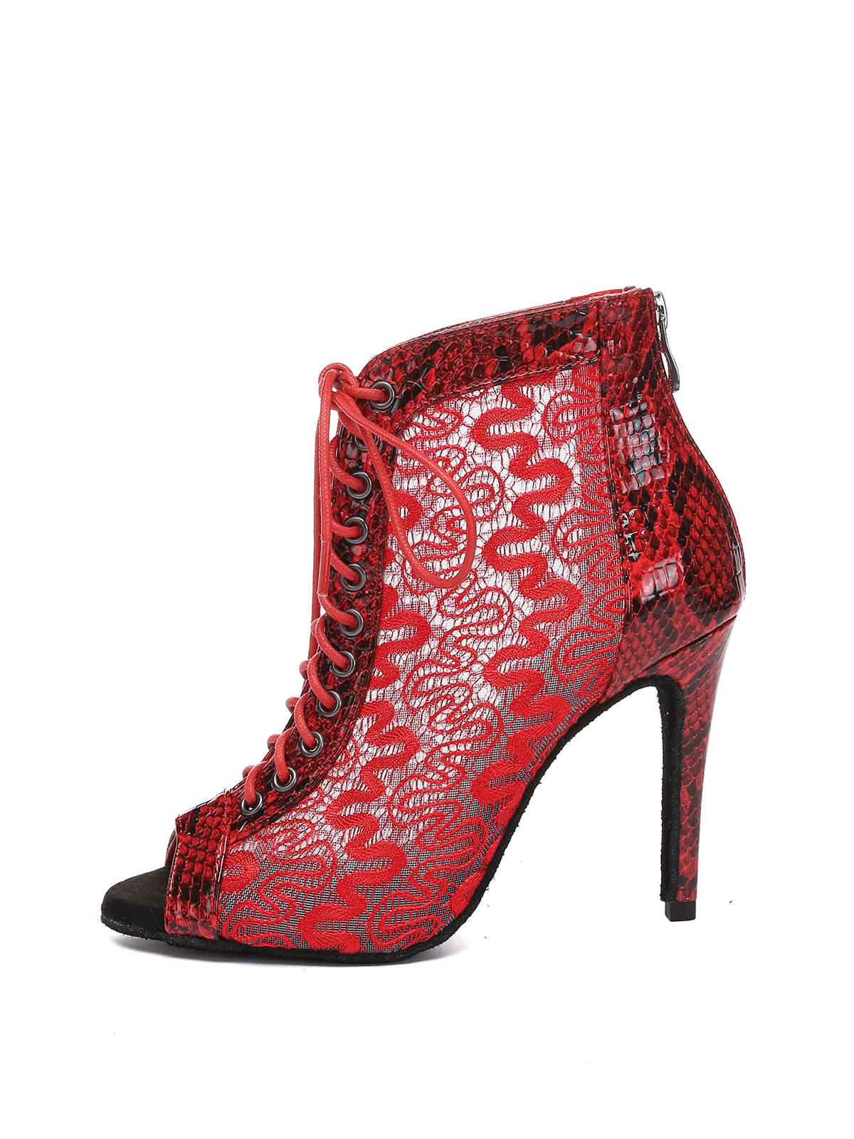 Red Lace Patent Leather Dance Boots