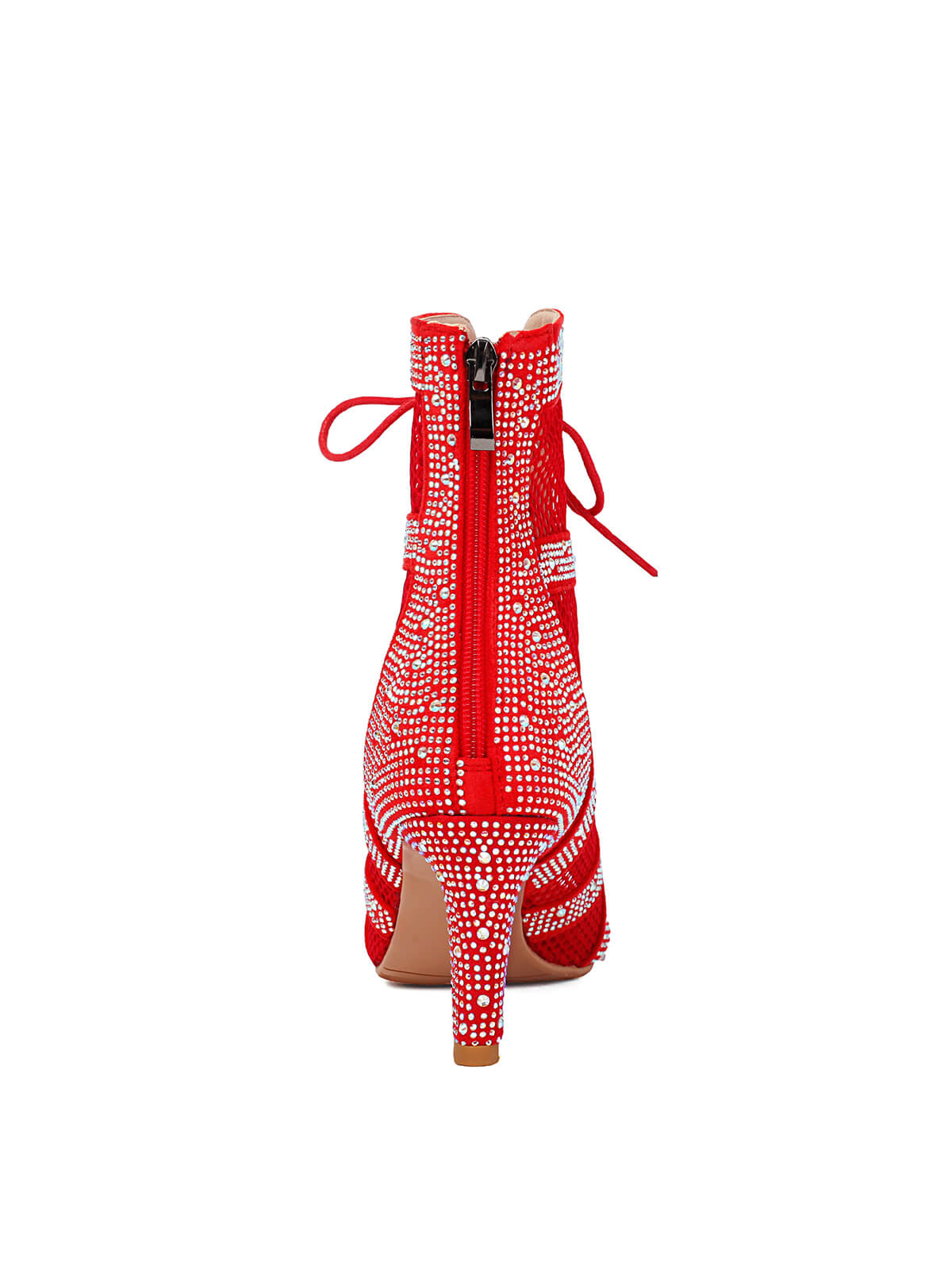 Red Lace Up Heels Dance Boots