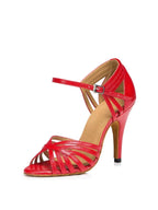 Red PU Leather Latin Ballroom Shoes