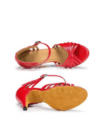 Red PU Leather Latin Ballroom Shoes